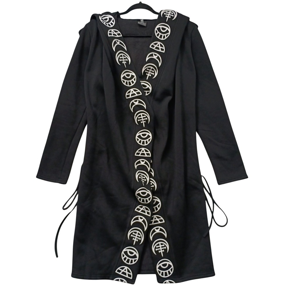ReStyle All Seeing Moon Womens L Hoodie Open Front Cardigan Festival Alternative